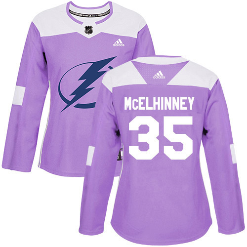 Adidas Tampa Bay Lightning #35 Curtis McElhinney Purple Authentic Fights Cancer Women Stitched NHL Jersey->women nhl jersey->Women Jersey